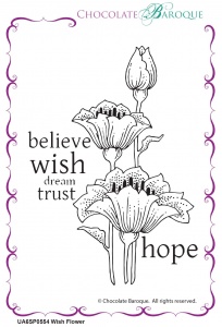 Wish Flower individual unmounted rubber stamp  - A6